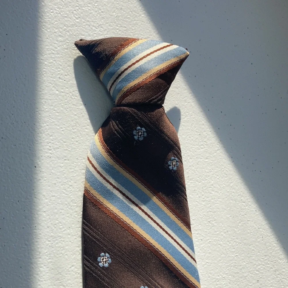 Vintage 80s clip on tie stripes and floral design